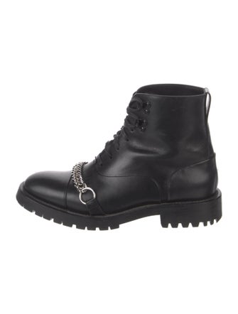 Burberry Leather Chain-Link Accents Combat Boots