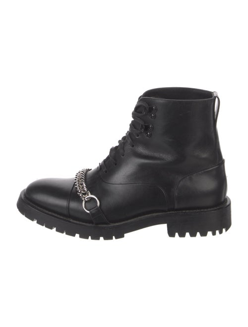 Burberry Leather Chain-Link Accents Combat Boots