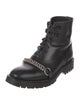 Burberry Leather Chain-Link Accents Combat Boots