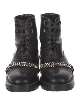 Burberry Leather Chain-Link Accents Combat Boots