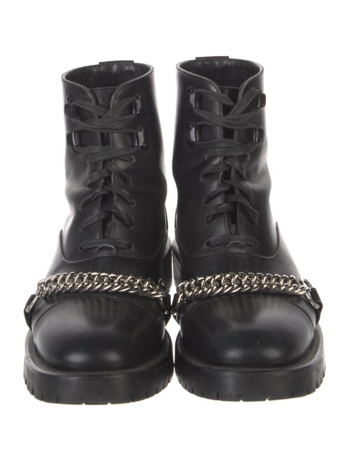 Burberry Leather Chain-Link Accents Combat Boots