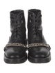 Burberry Leather Chain-Link Accents Combat Boots