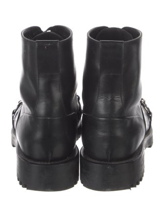 Burberry Leather Chain-Link Accents Combat Boots