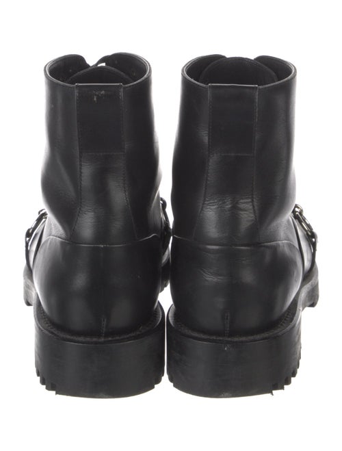 Burberry Leather Chain-Link Accents Combat Boots