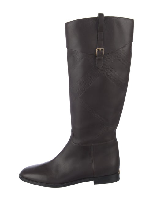Burberry House Check Pattern Leather Riding Boots