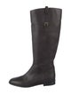 Burberry House Check Pattern Leather Riding Boots