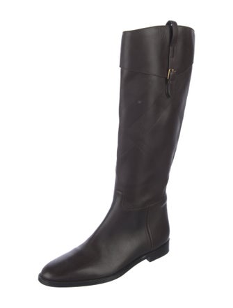 Burberry House Check Pattern Leather Riding Boots