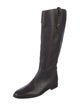 Burberry House Check Pattern Leather Riding Boots