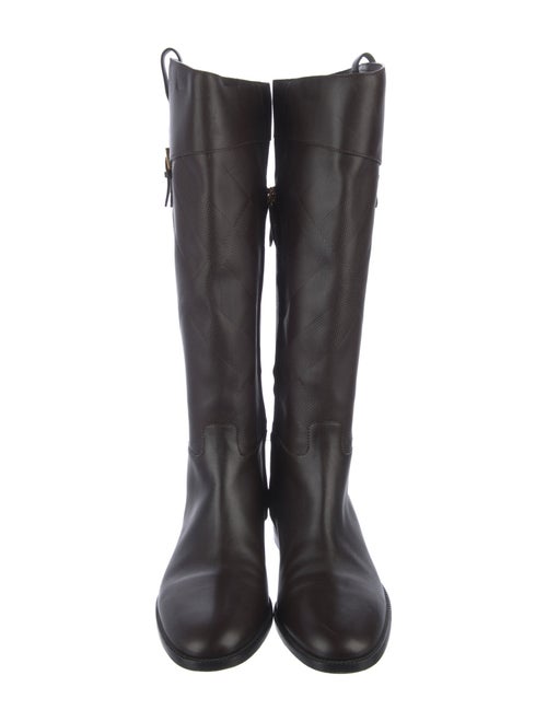Burberry House Check Pattern Leather Riding Boots