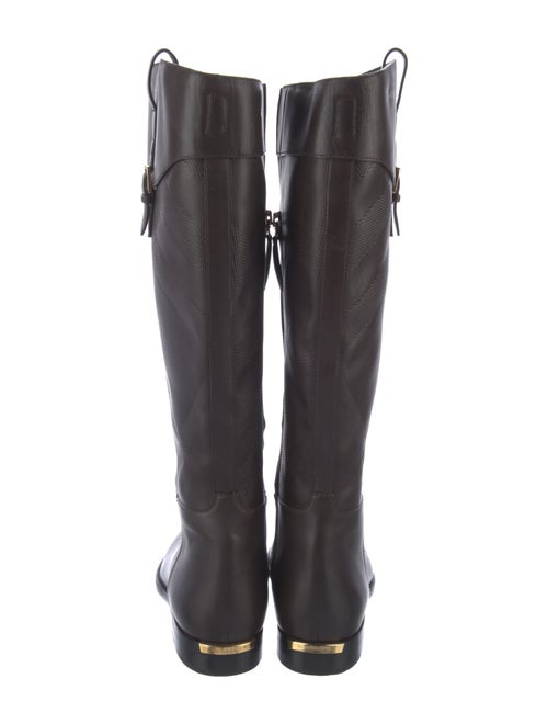 Burberry House Check Pattern Leather Riding Boots