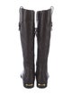Burberry House Check Pattern Leather Riding Boots