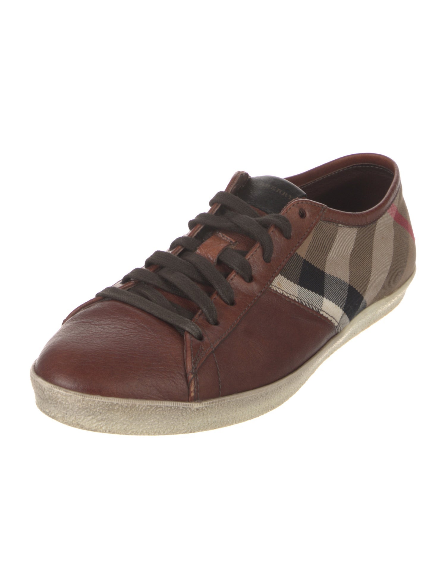 Burberry Nova Check Pattern Leather Sneakers