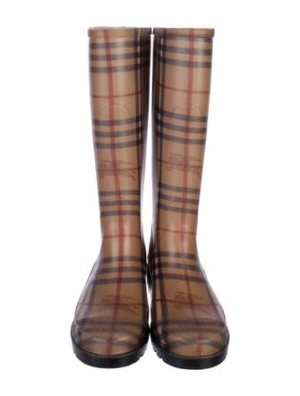 Burberry Haymarket Check Pattern Rubber Rain Boots