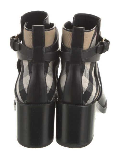 Burberry House Check Pattern Leather Moto Boots