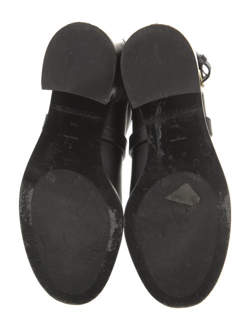 Burberry House Check Pattern Leather Moto Boots