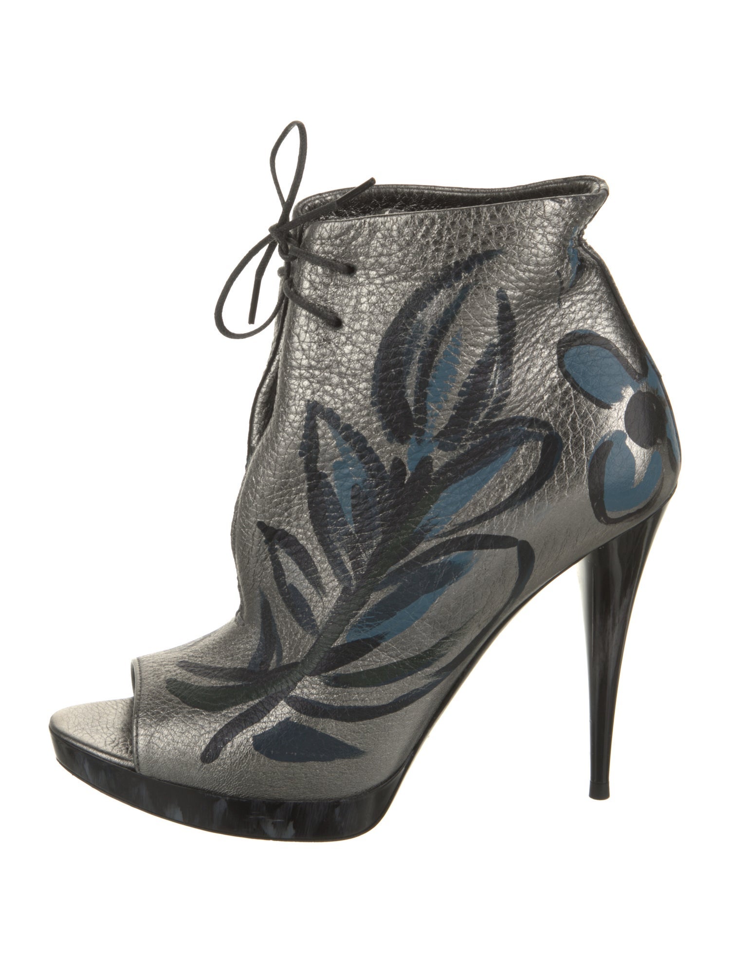 Burberry Leather Printed Lace-Up Boots