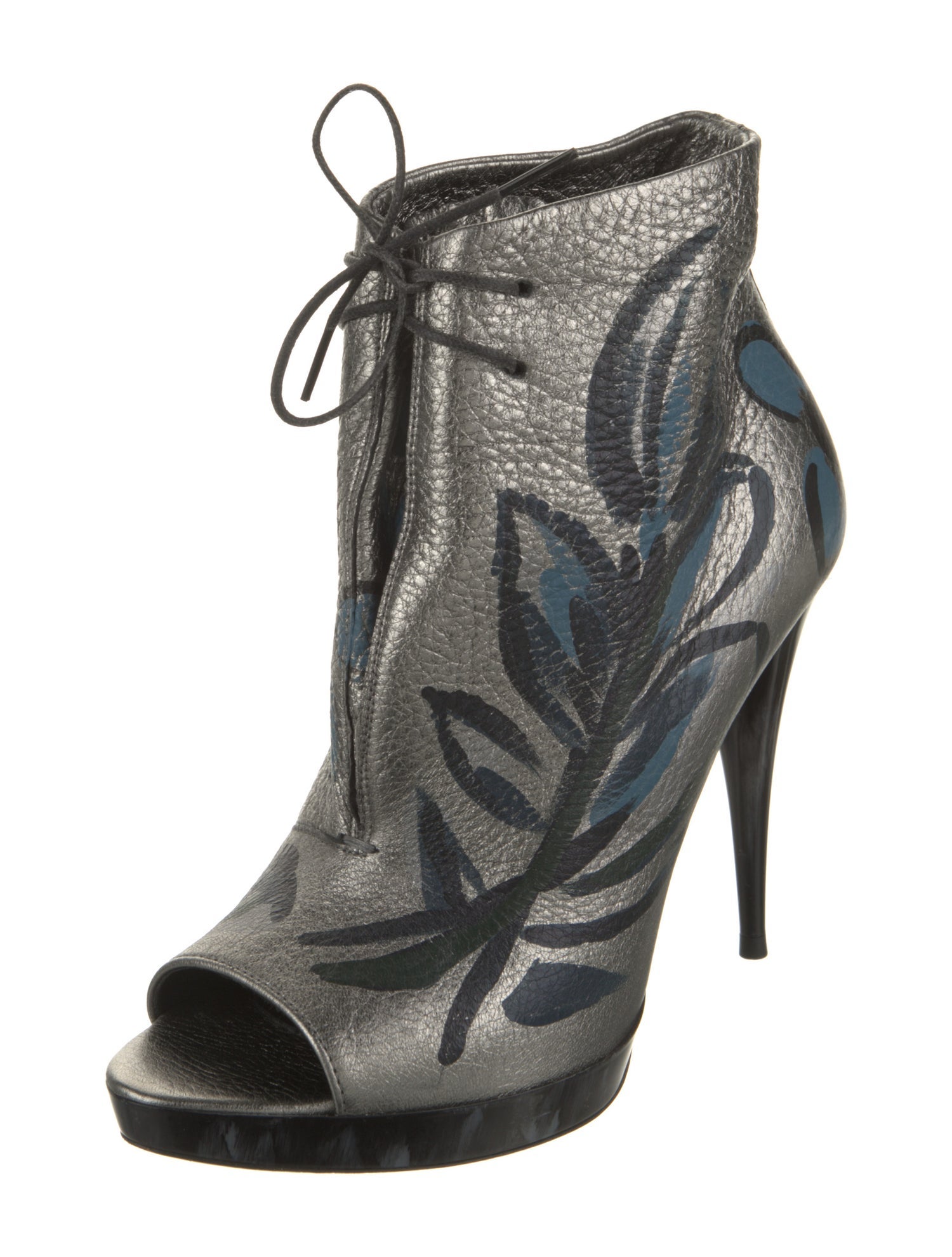 Burberry Leather Printed Lace-Up Boots