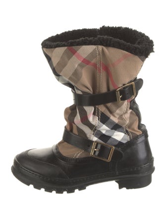 Burberry Canvas Plaid Print Boots