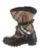 Burberry Canvas Plaid Print Boots