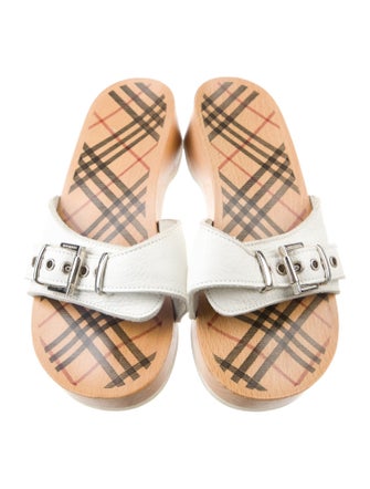 Burberry House Check Pattern Leather Slides