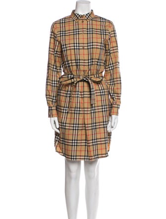 Burberry Plaid Print Knee-Length Dress