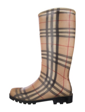 Burberry Rubber Plaid Print Rain Boots
