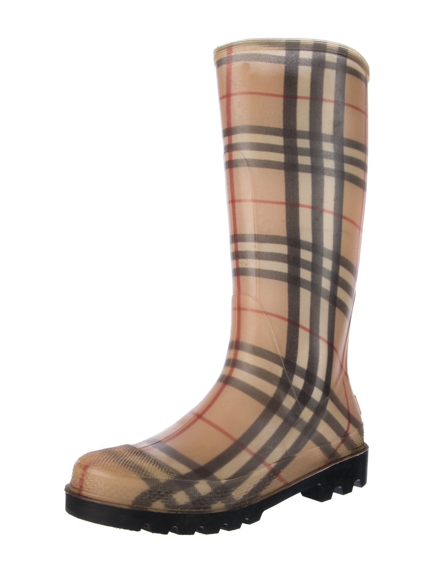Burberry Rubber Plaid Print Rain Boots