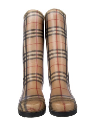Burberry Rubber Plaid Print Rain Boots