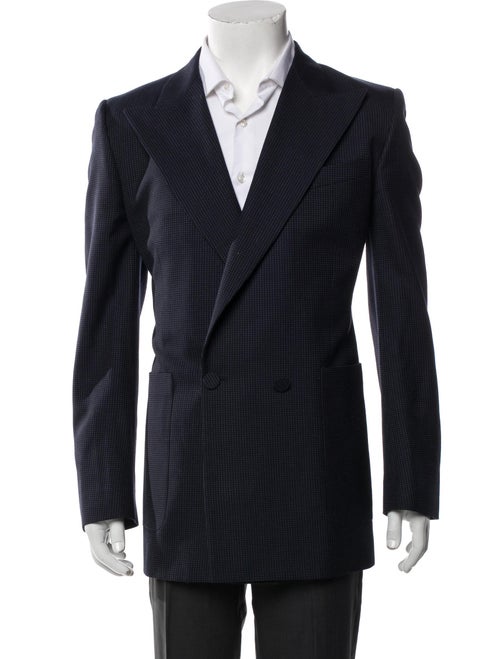 Burberry Wool Plaid Print Blazer