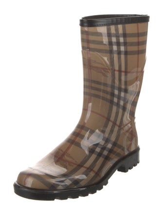 Burberry Rubber Plaid Print Rain Boots