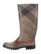 Burberry Super Nova Check Pattern Rubber Rain Boots