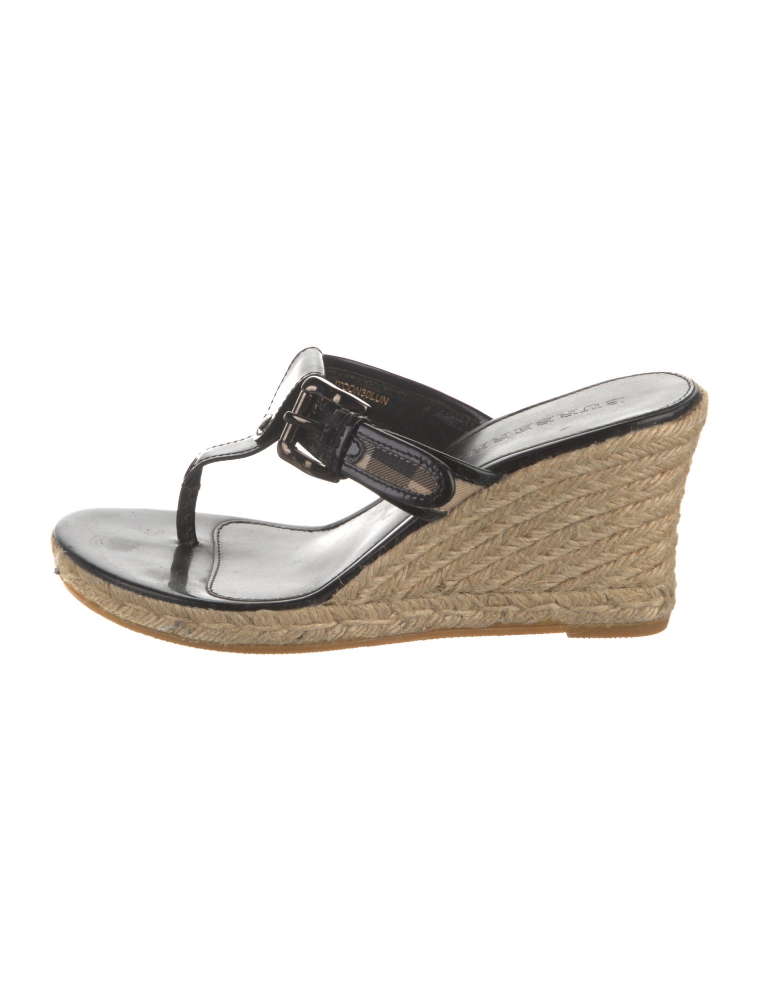 Burberry Nova Check Pattern Patent Leather Espadrilles