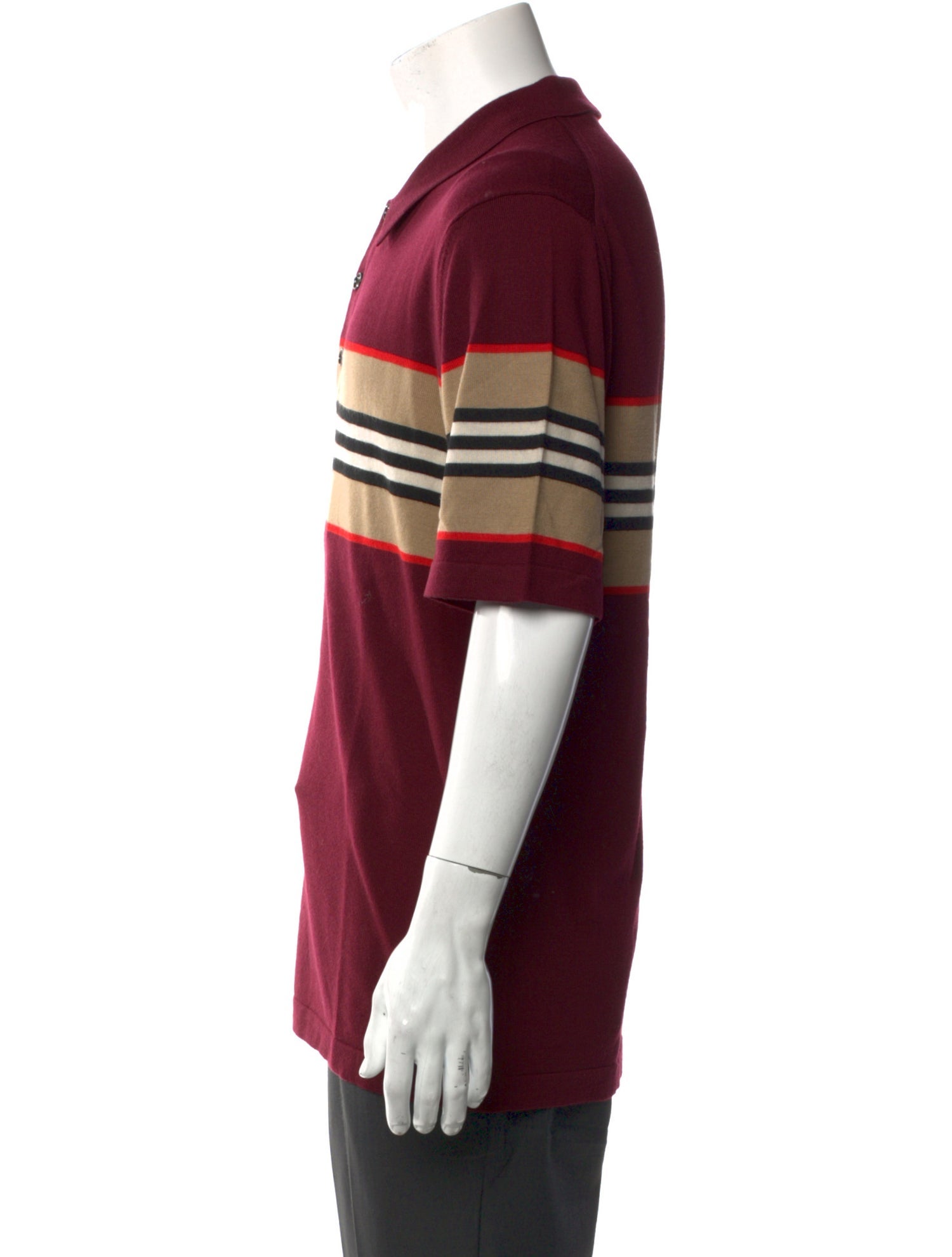 Burberry Merino Wool Striped Polo Shirt w/ Tags