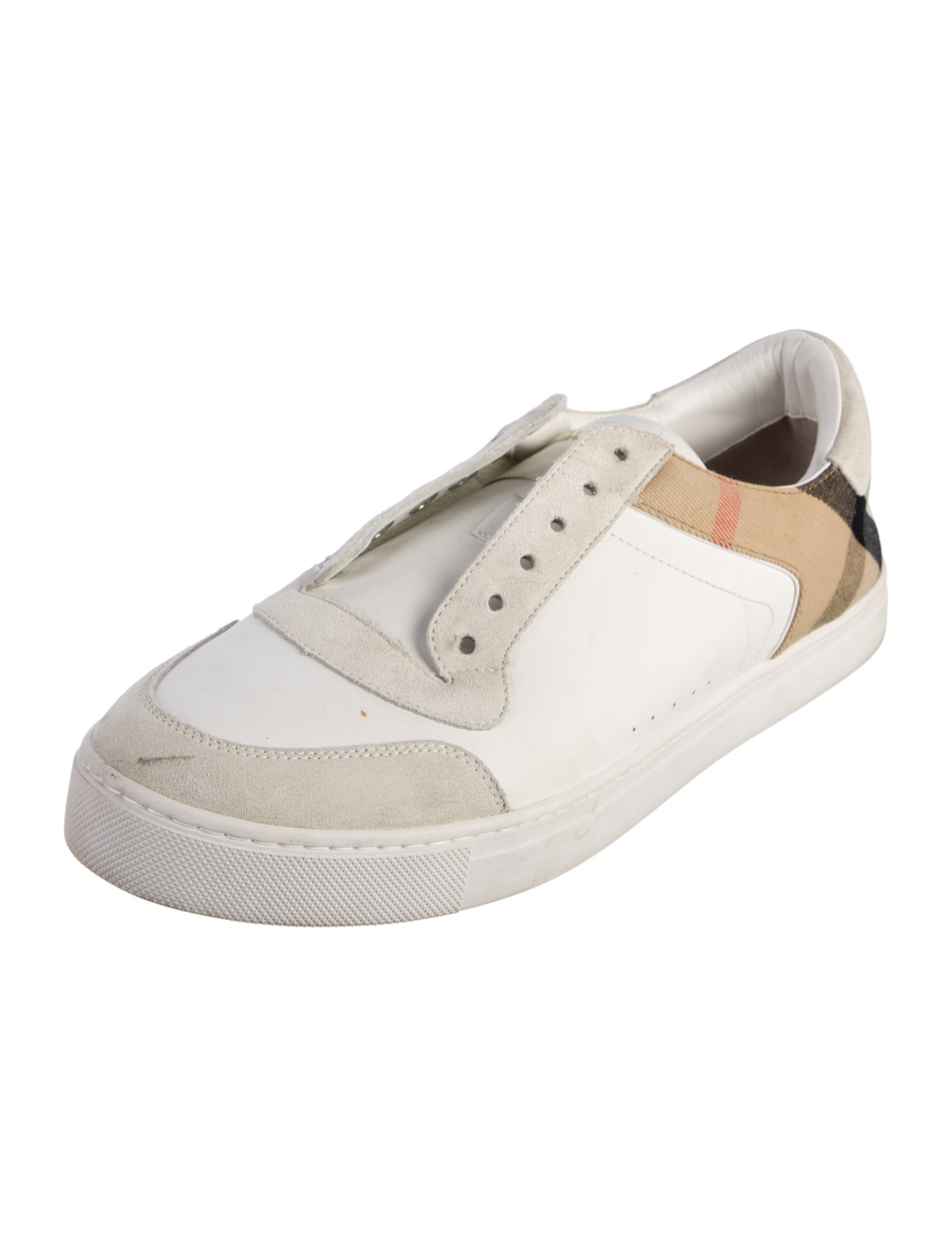 Burberry Nova Check Pattern Leather Sneakers