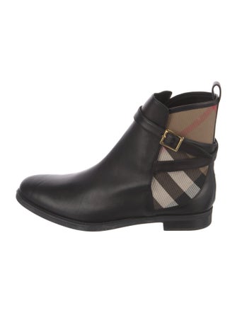 Burberry Nova Check Pattern Leather Chelsea Boots