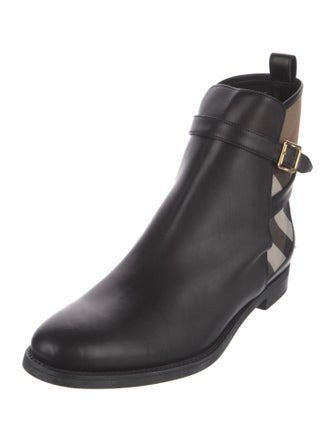 Burberry Nova Check Pattern Leather Chelsea Boots