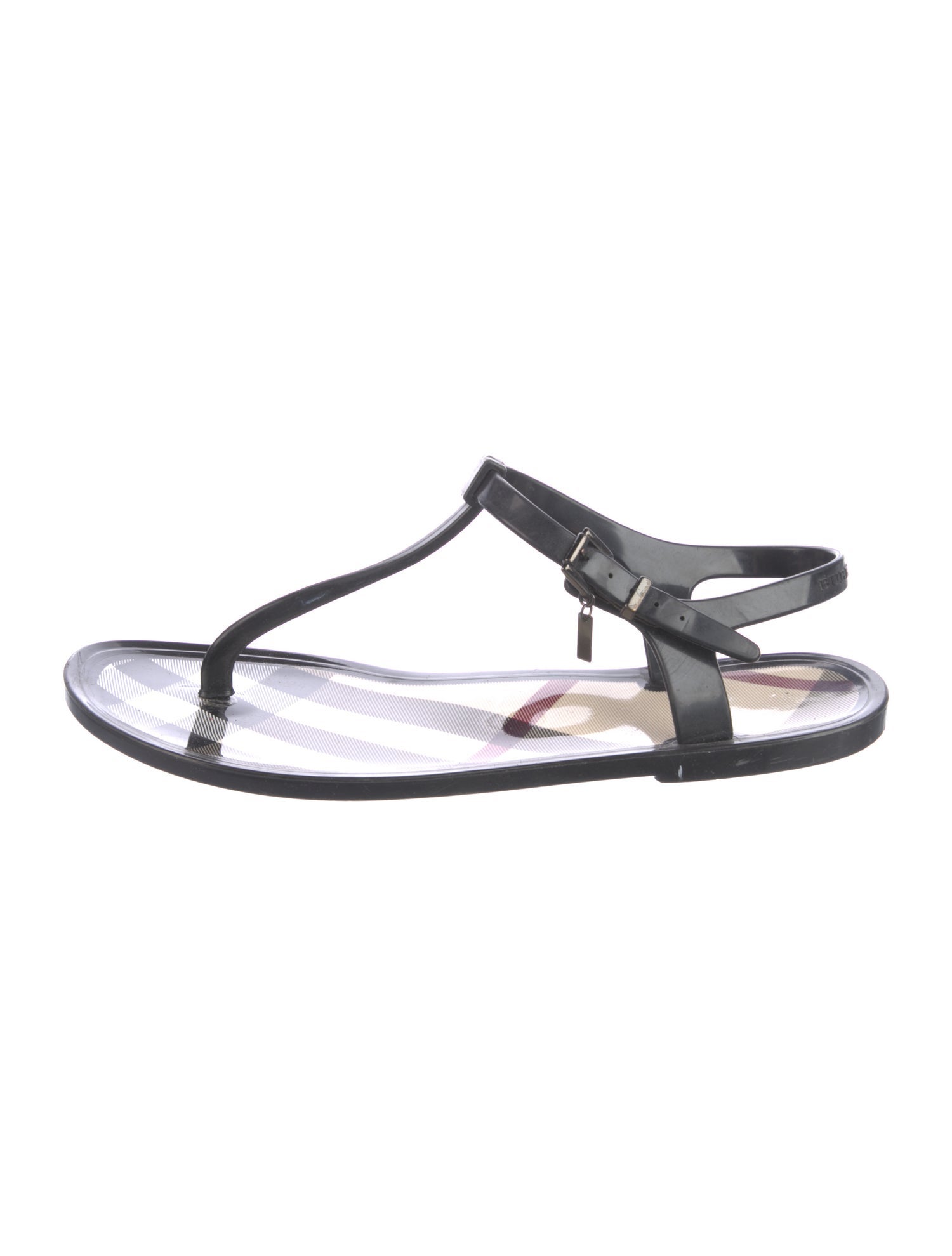Burberry Rubber T-Strap Sandals