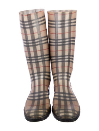 Burberry Nova Check Pattern Rubber Rain Boots