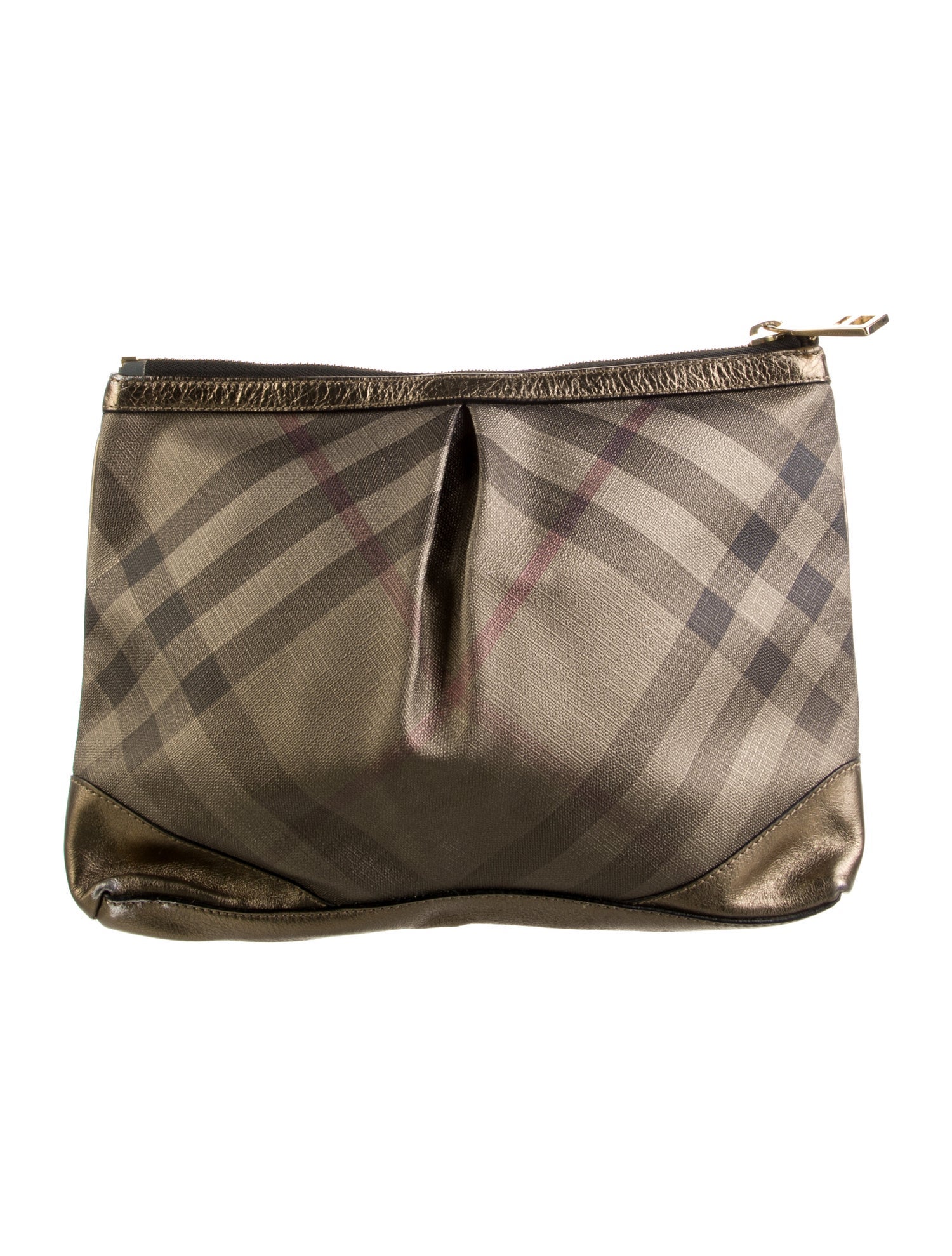Burberry Pleated Coated Canvas Cosmetic Bag