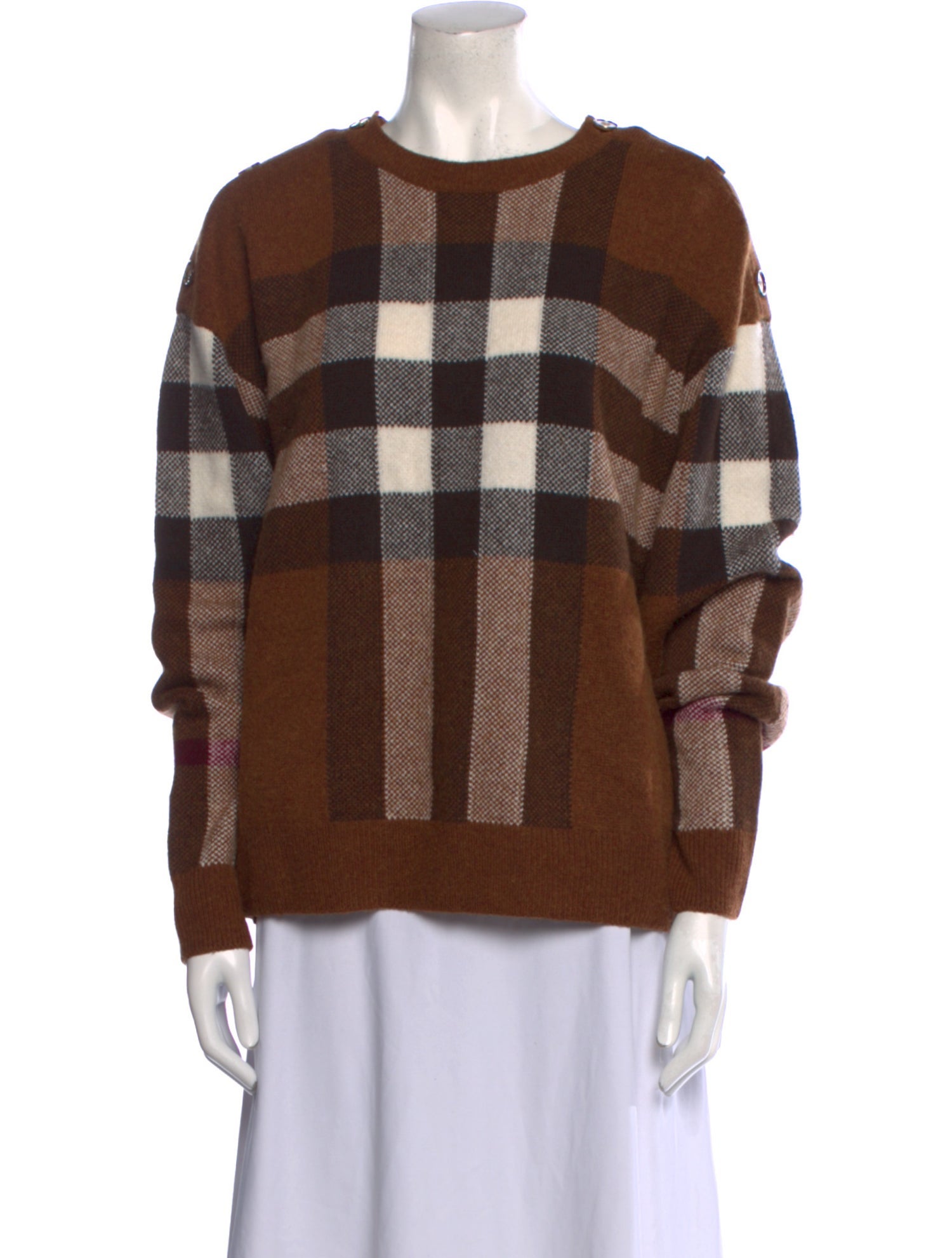 Burberry Wool Plaid Print Sweater w/ Tags