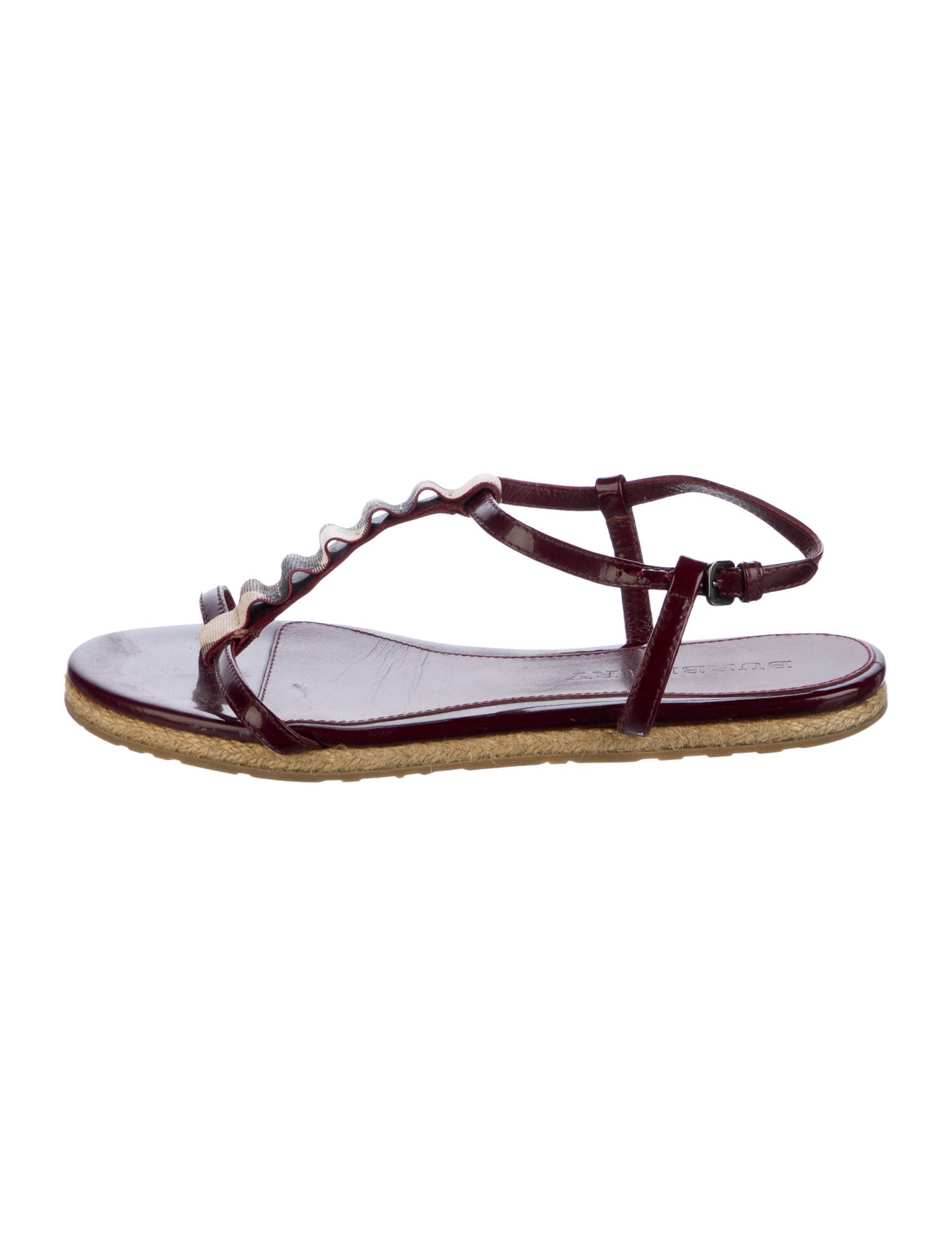 Burberry Patent Leather T-Strap Sandals