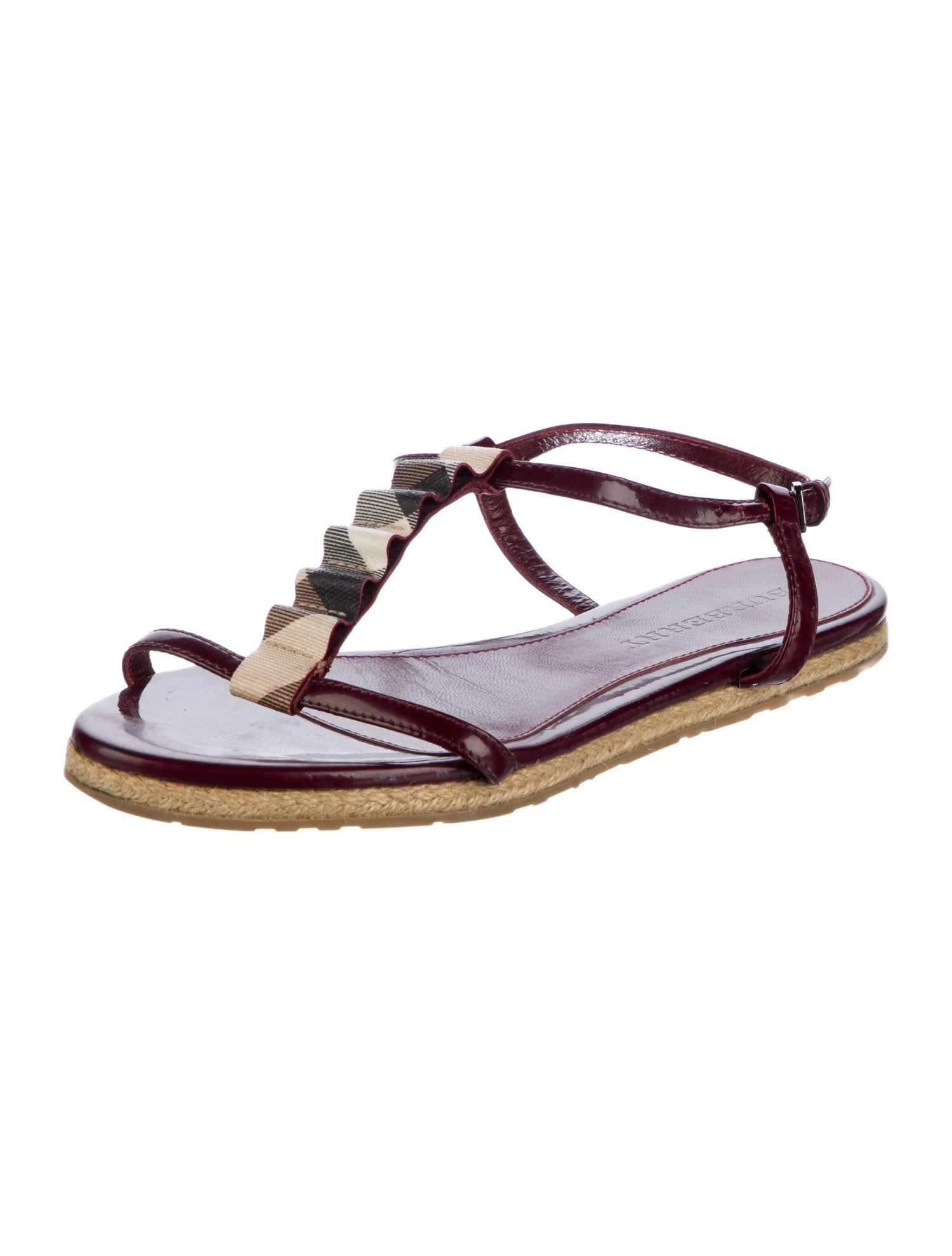 Burberry Patent Leather T-Strap Sandals