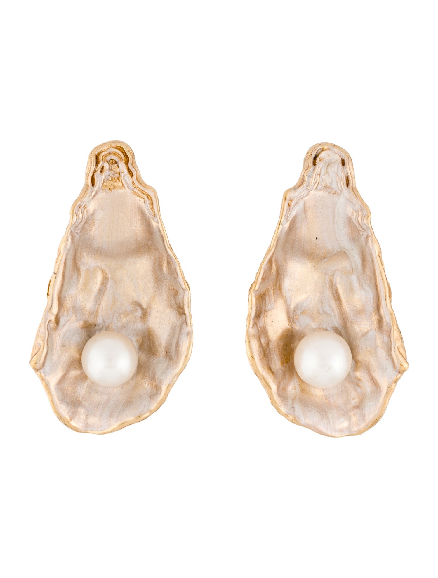 Burberry Faux Pearl & Enamel Oyster Drop Earrings