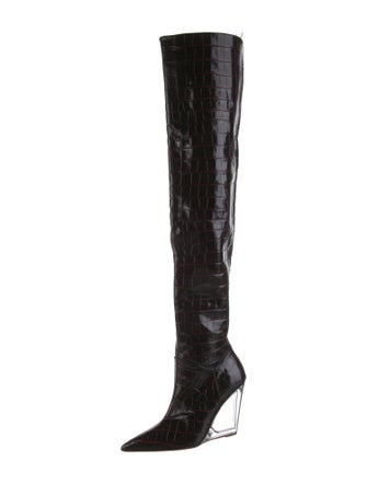 Burberry Embossed Leather Animal Print Boots