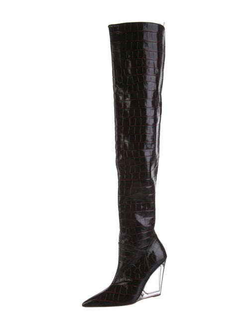 Burberry Embossed Leather Animal Print Boots