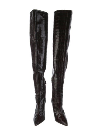 Burberry Embossed Leather Animal Print Boots