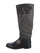 Burberry Super Nova Check Pattern Leather Rain Boots