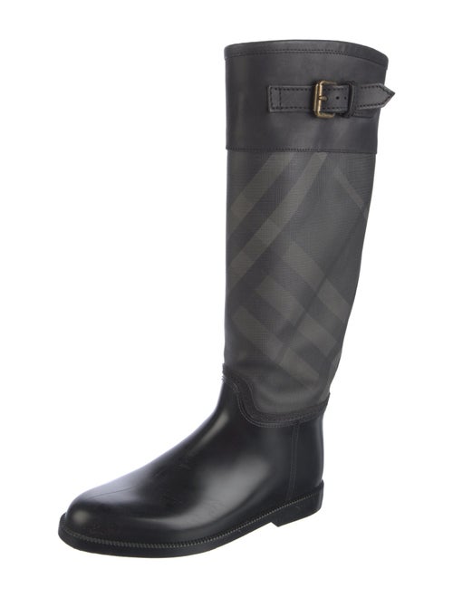 Burberry Super Nova Check Pattern Leather Rain Boots