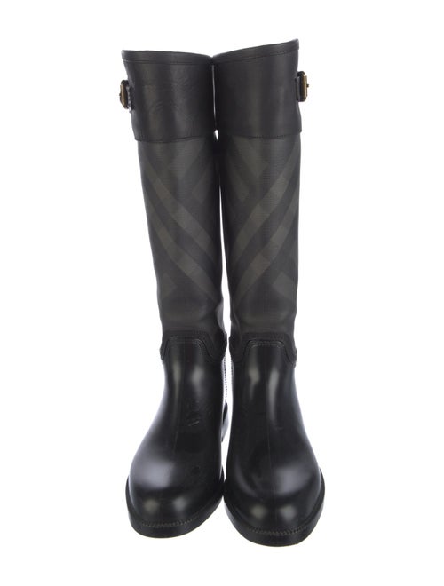 Burberry Super Nova Check Pattern Leather Rain Boots