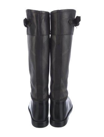 Burberry Super Nova Check Pattern Leather Rain Boots